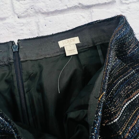 J. Crew Factory Metallic Tweed Mini Skirt Women's Size 2 Black Multi Stripe - Picture 3 of 9